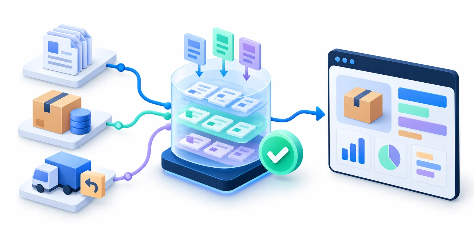 Sales, product and return data are combined, checked and turned into a report.