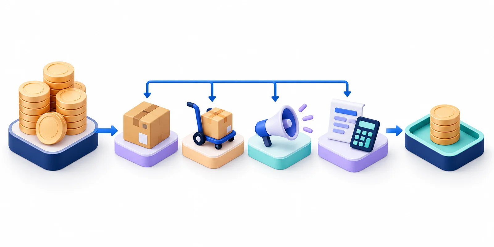 From revenue through purchase costs, services, advertising and taxes to profit.